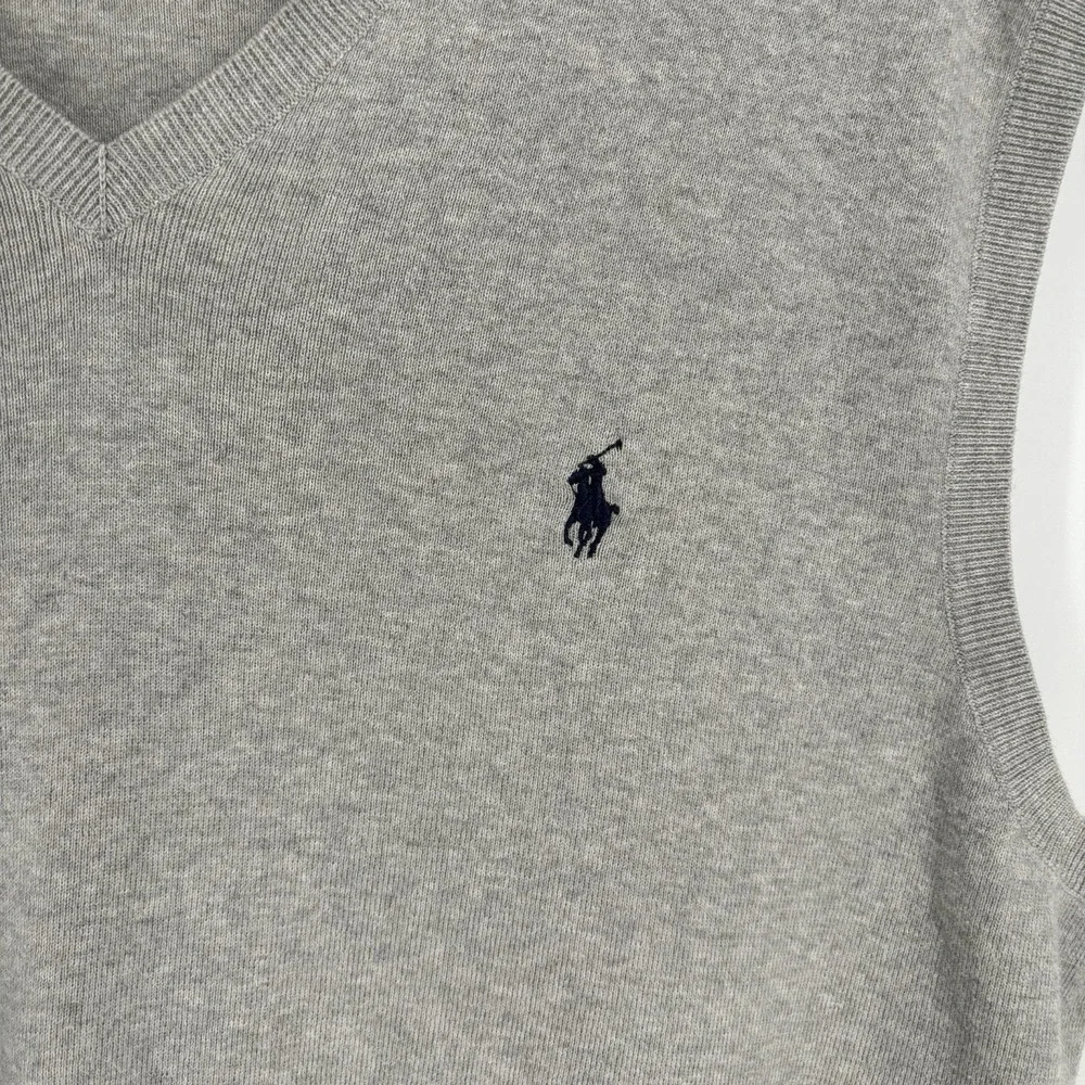 Polo‎ Ralph Lauren Pima Cotton Sweater Vest XL Gray Preppy Classic Lightweight